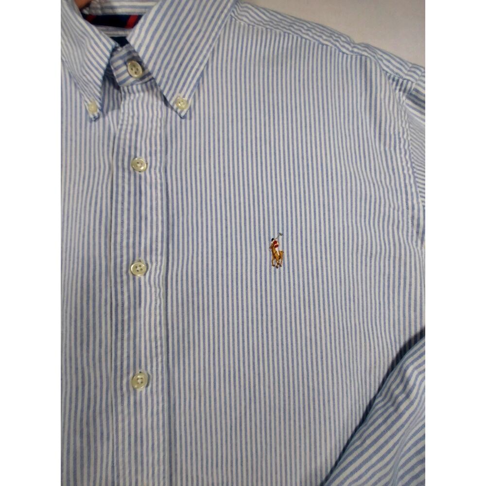 RALPH LAUREN Mens Blue Striped Cotton Button-Down Classic Fit Shirt Sz 2XL Pony - Picture 3 of 8